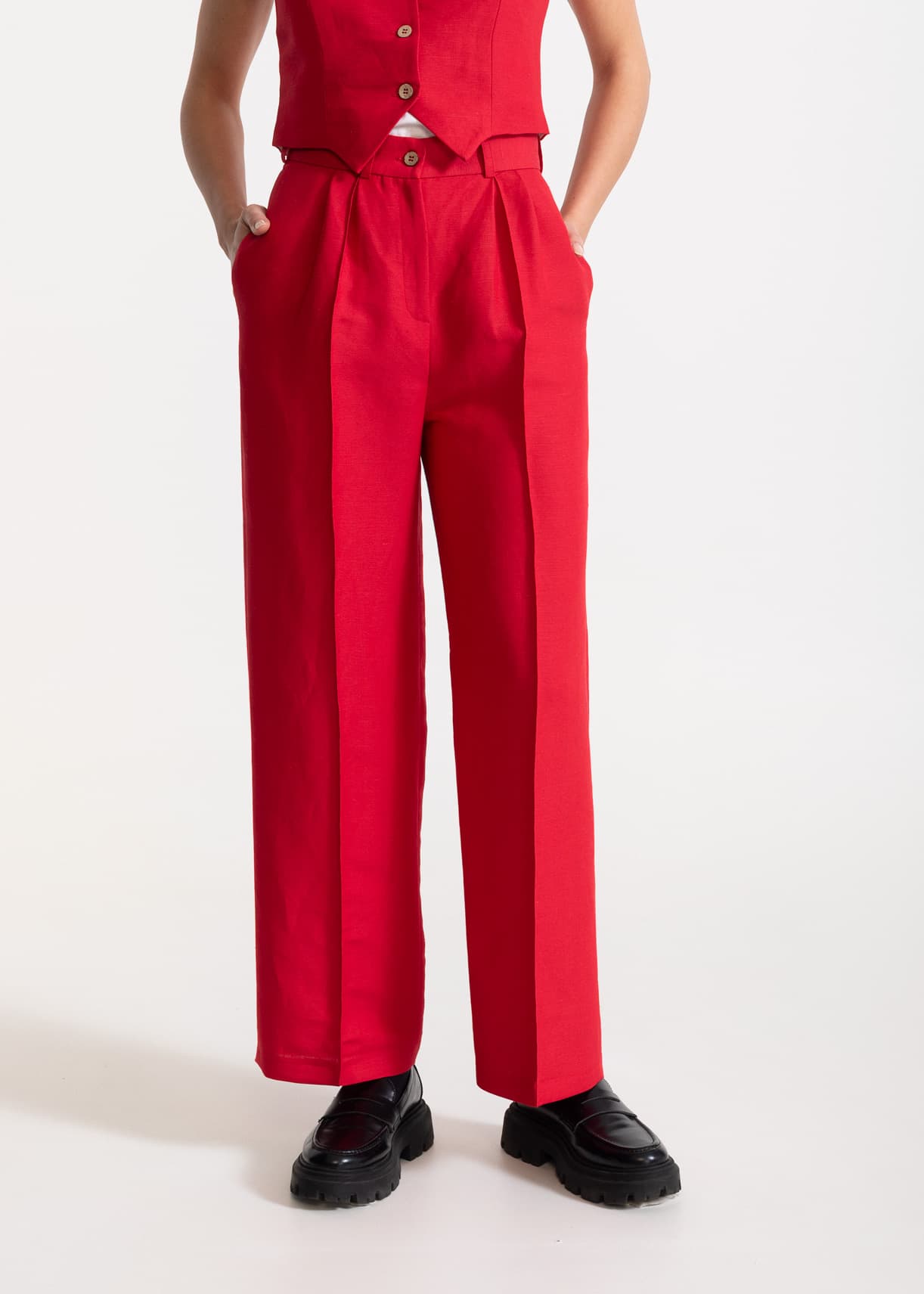 Women's Figa Linen Trousers Red