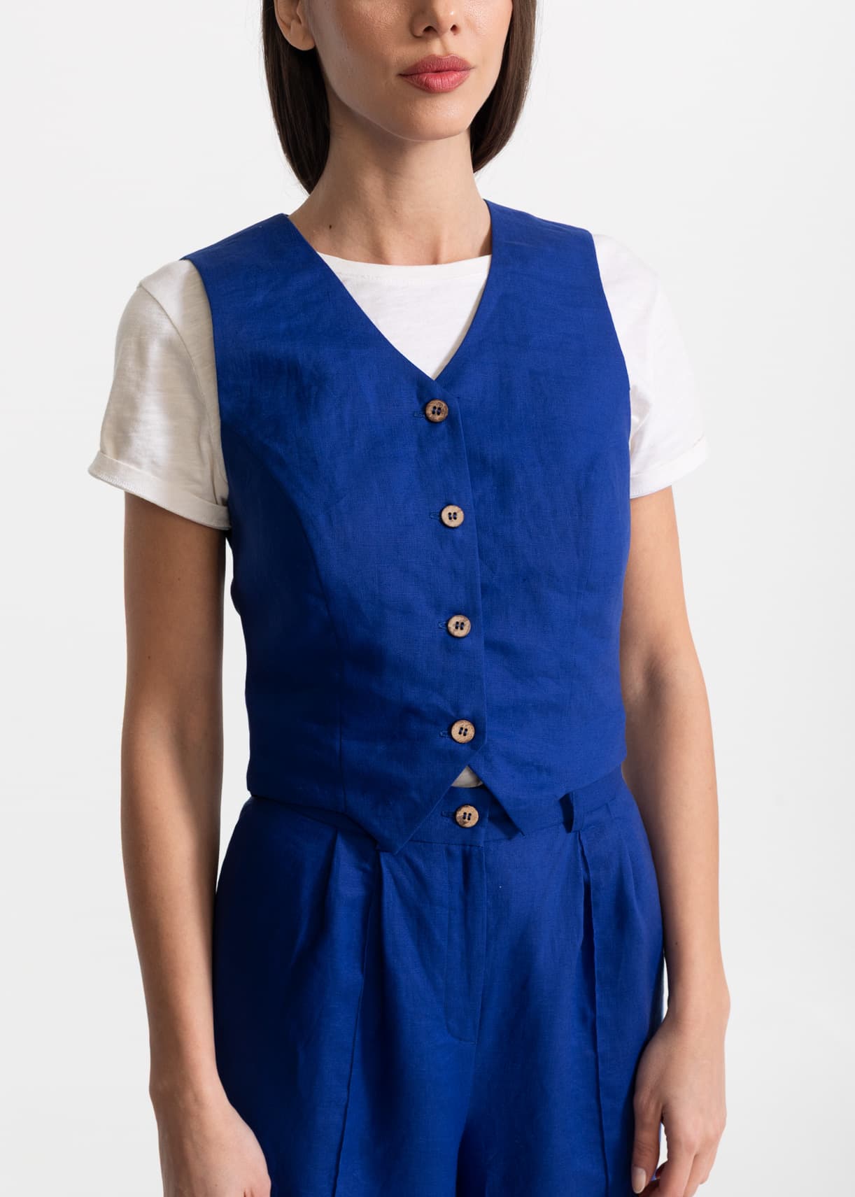Women's Figa Linen Waistcoat Royal Blue