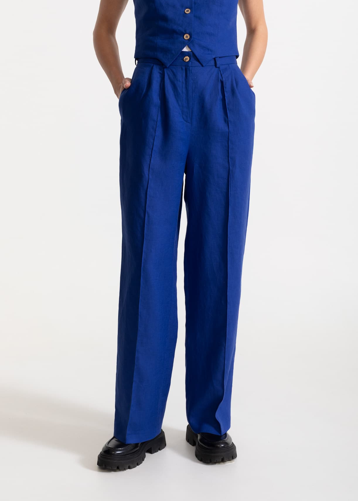 Women's Figa Linen Trousers Royal Blue