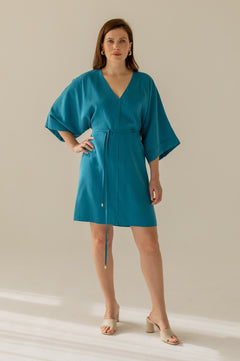 Thilde Kimono Dress Turquoise