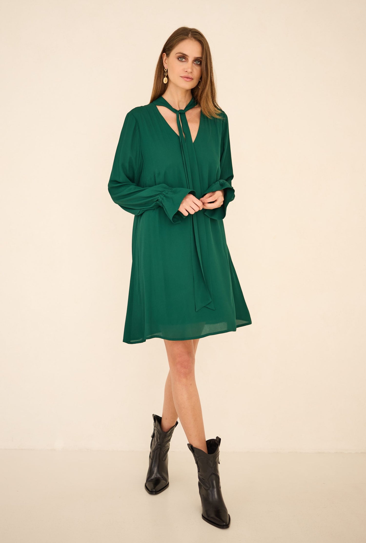 Dress With a Sash Green