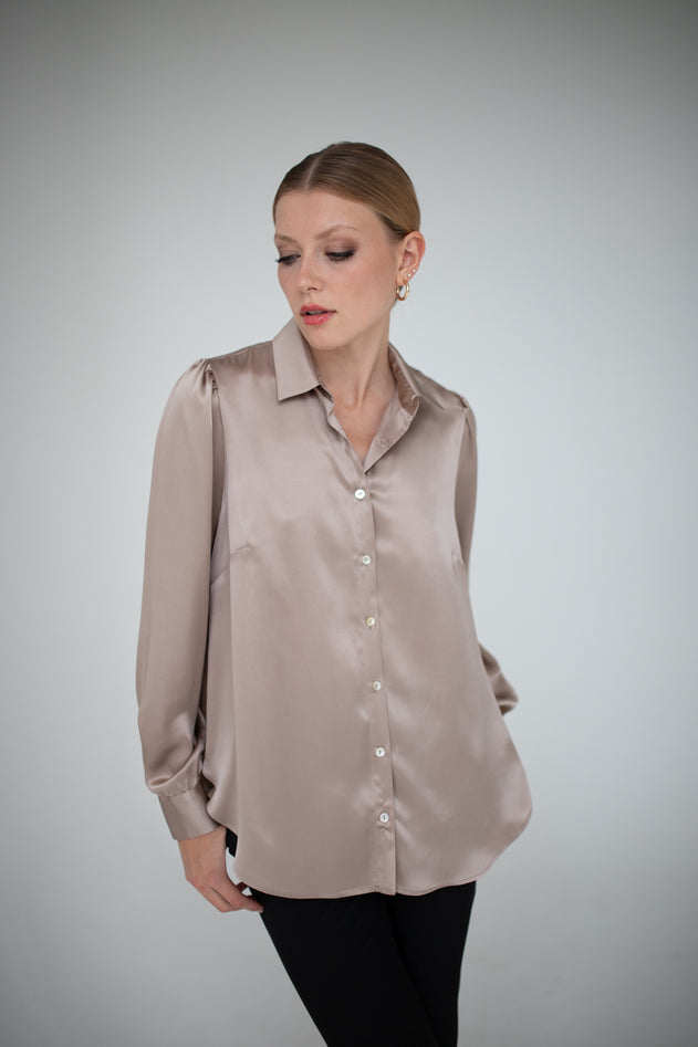 Enteliér Silk Shirt Taupe