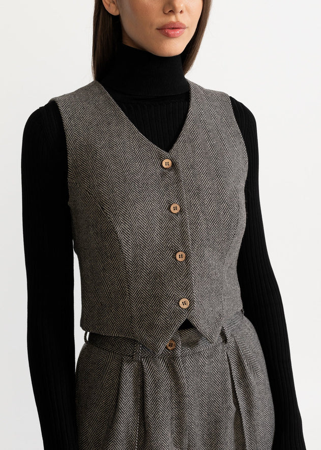 Women's Figa Wool Waistcoat Chambray Grey
