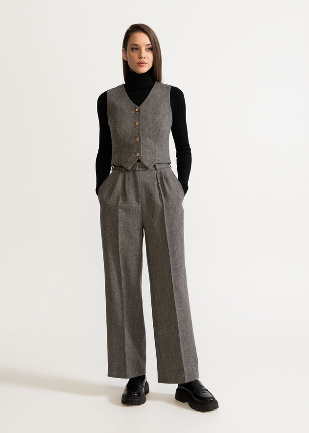 Women's Figa Wool Waistcoat Chambray Grey
