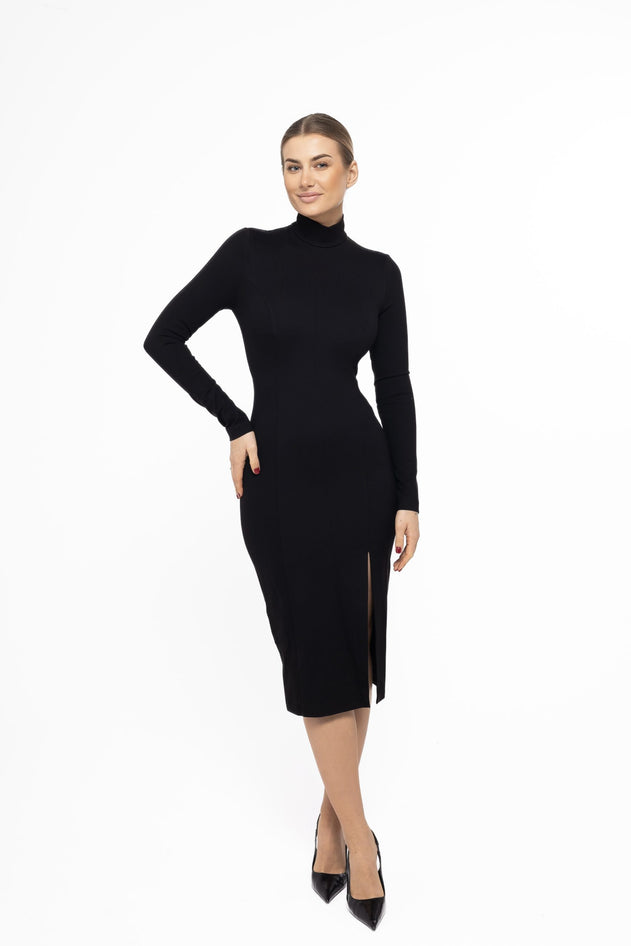 Laurell Elegant Knee-Length Dress Black