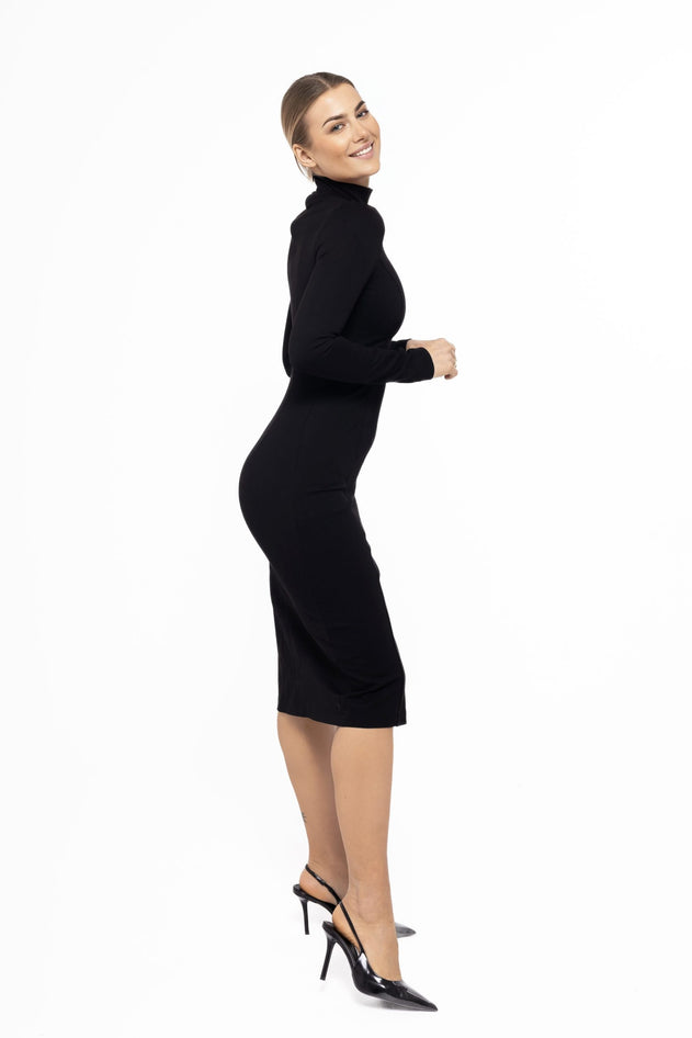 Laurell Elegant Knee-Length Dress Black