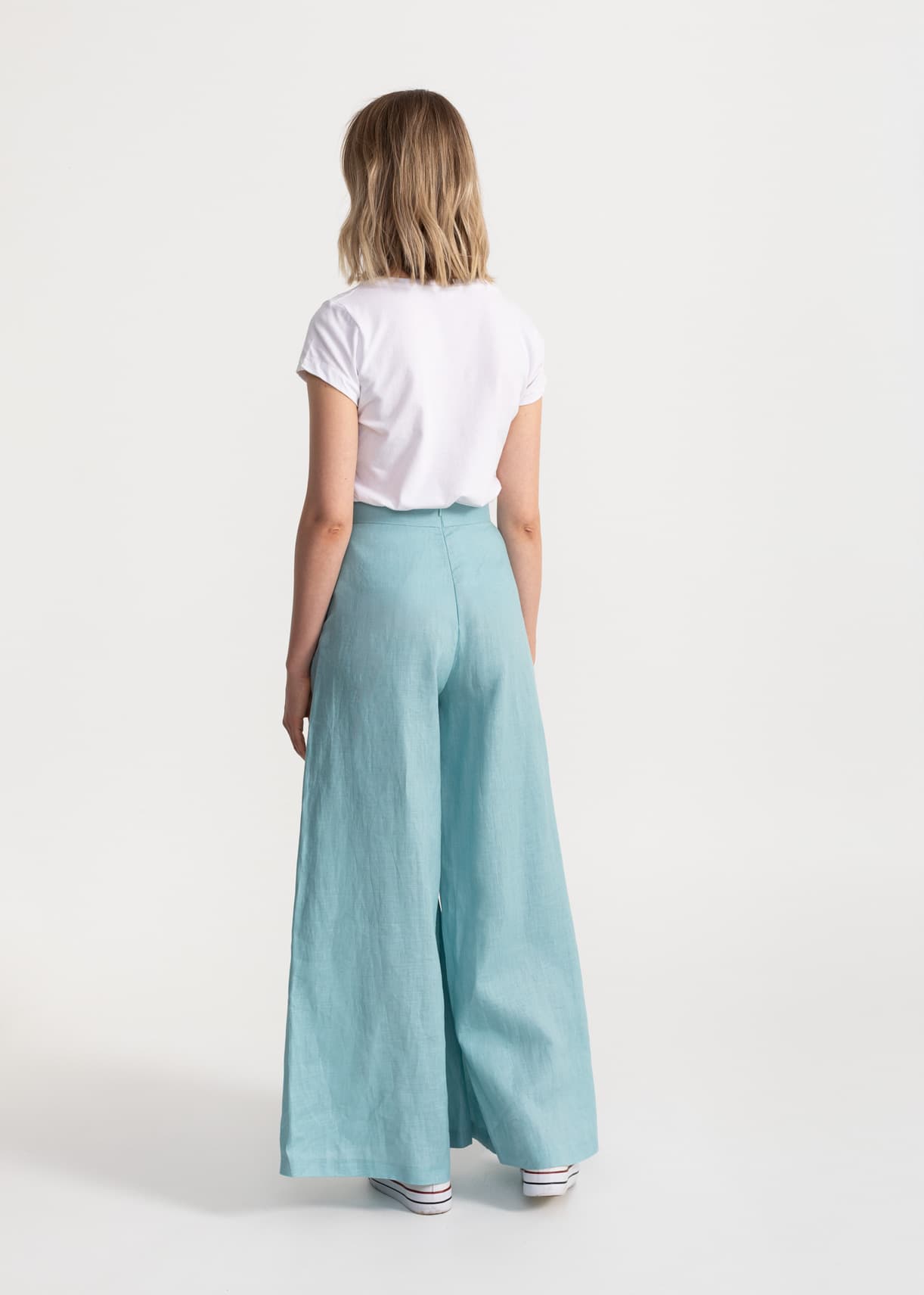 Women's Palazzo Linen Pants Aqua