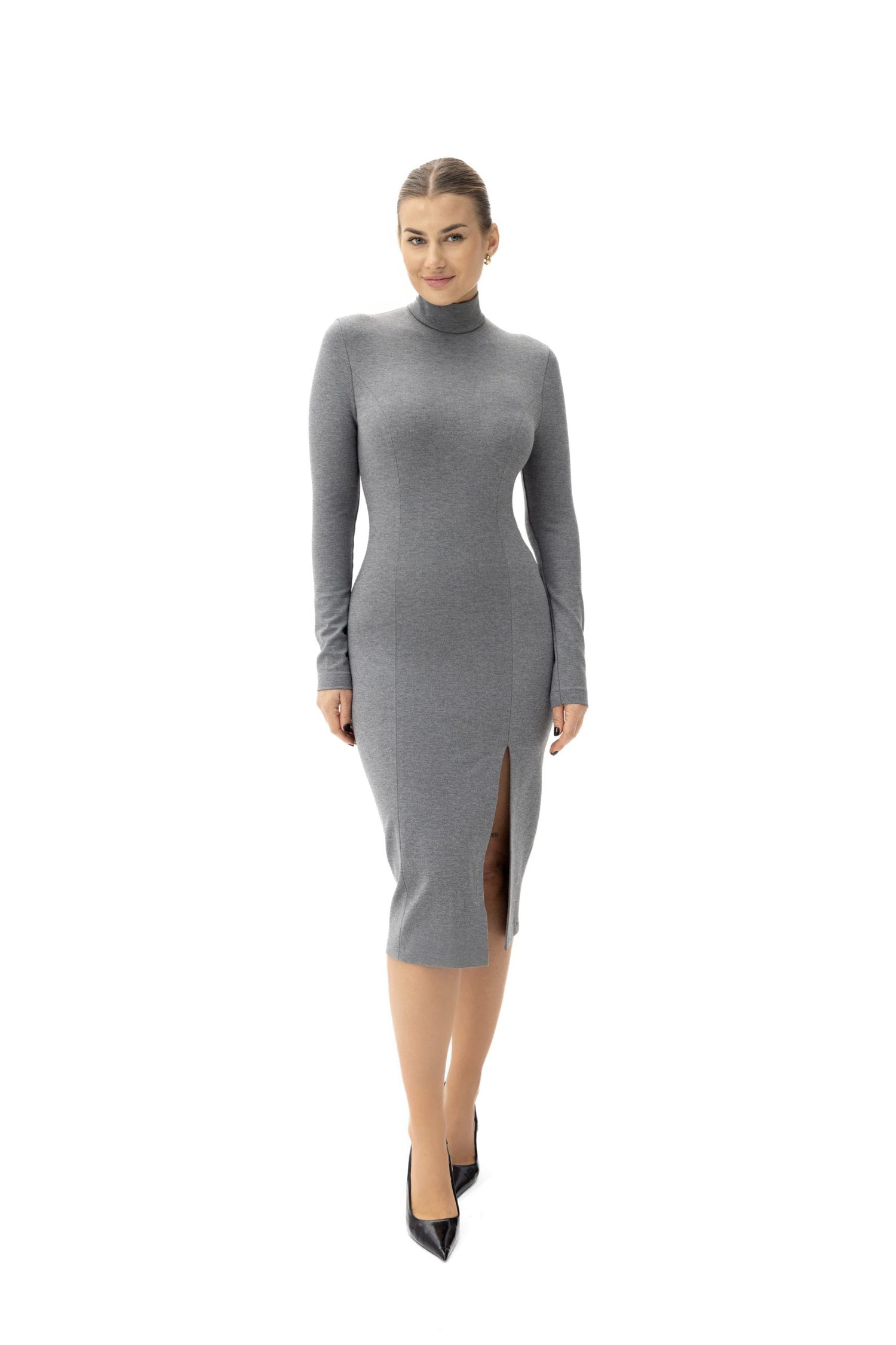 Laurell Elegant Knee-Length Dress Grey