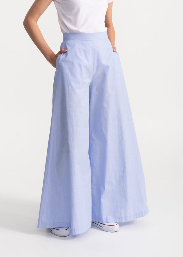 Women's Palazzo Cotton Pants Baby Blue