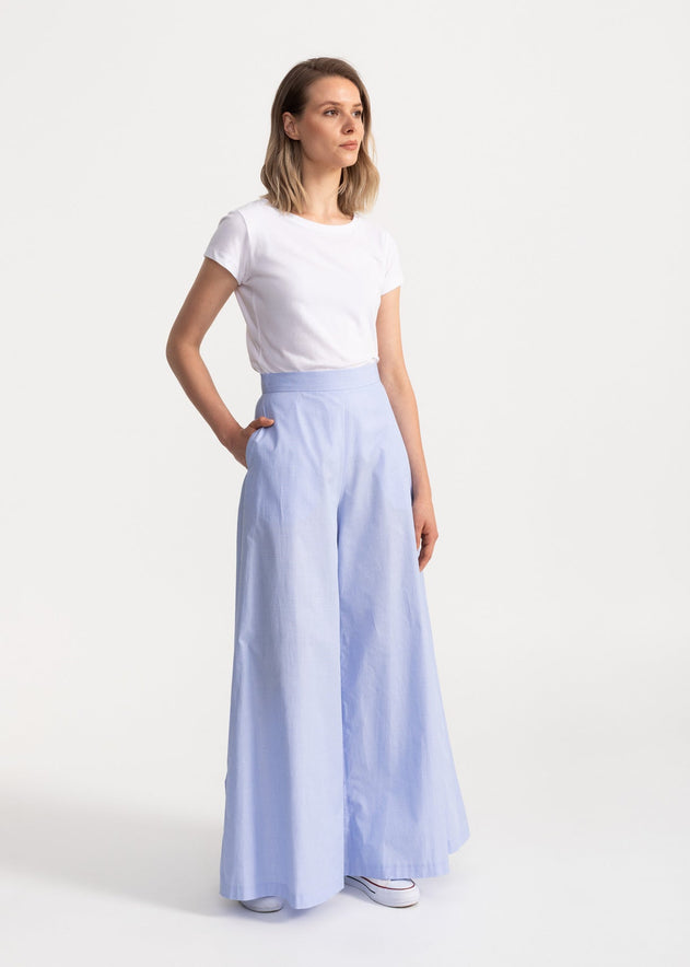 Women's Palazzo Cotton Pants Baby Blue
