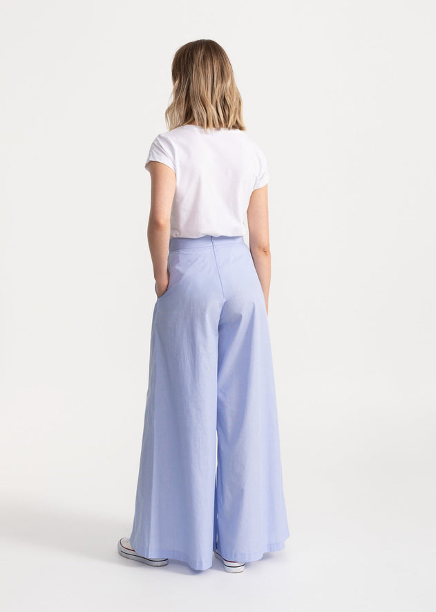 Women's Palazzo Cotton Pants Baby Blue