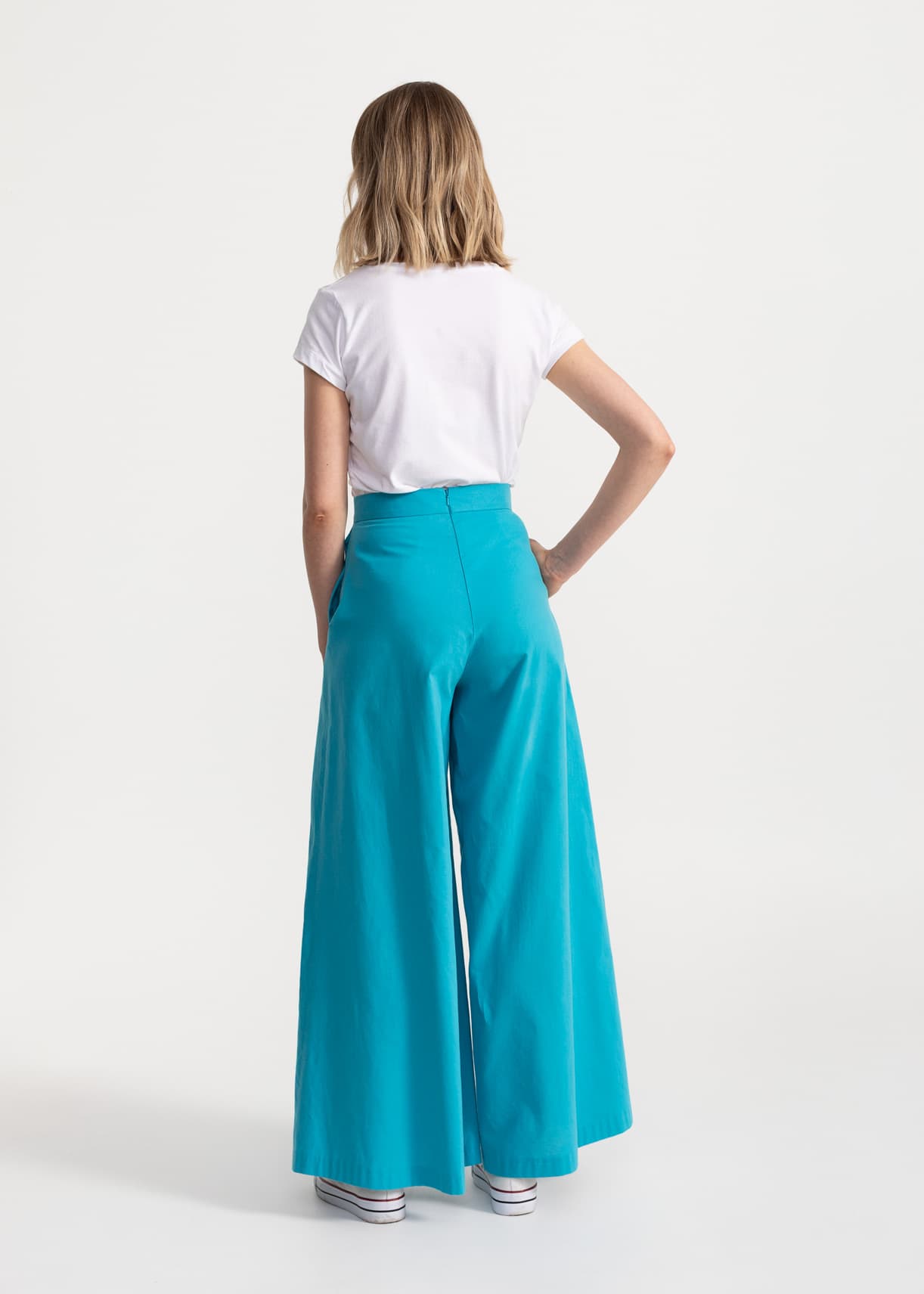 Women's Palazzo Cotton Pants Aqua