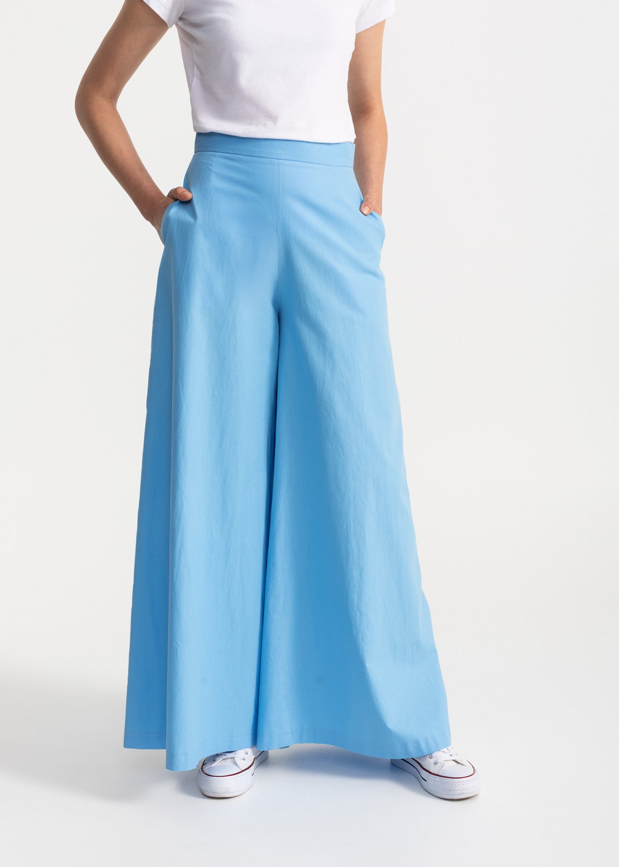Women's Palazzo Cotton Pants Mediterranean Blue