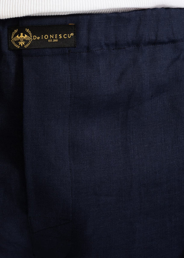 The Linen Boxer Shorts Navy Blue