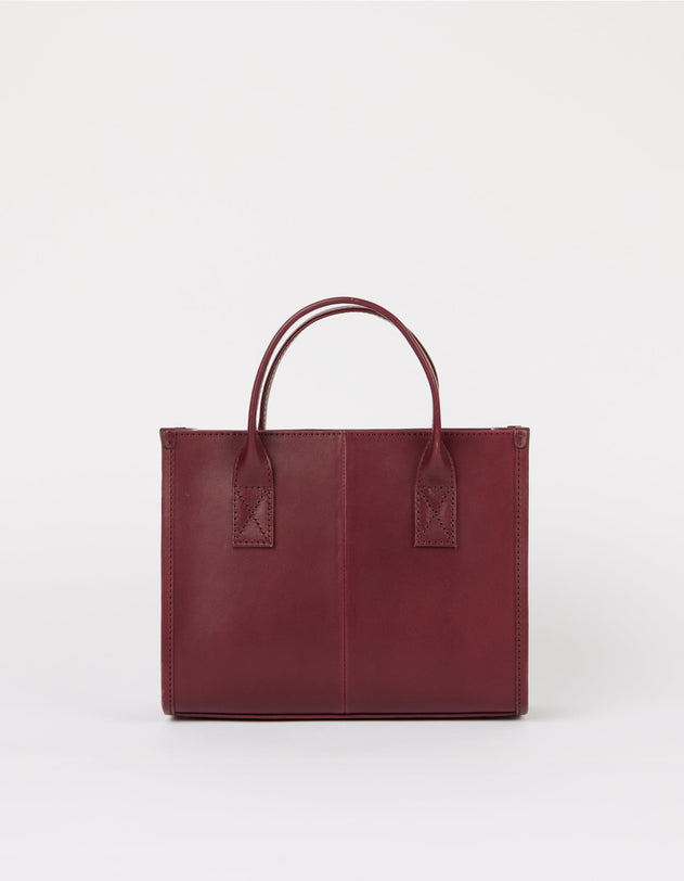 Jackie Midi Bag with Webbing Strap Classic Leather Dark Cherry