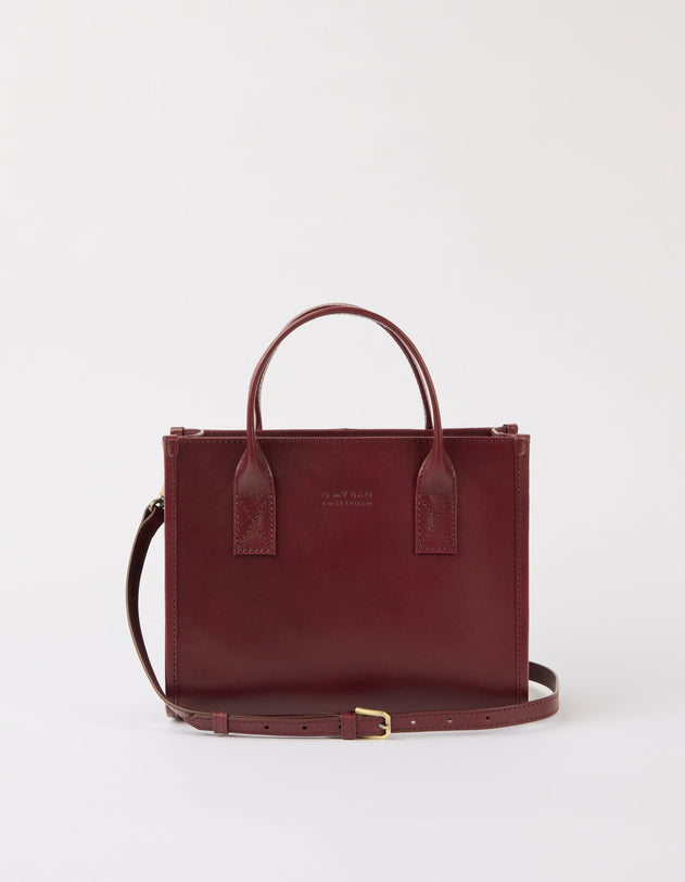 Jackie Midi Bag with Leather Strap Classic Leather Dark Cherry