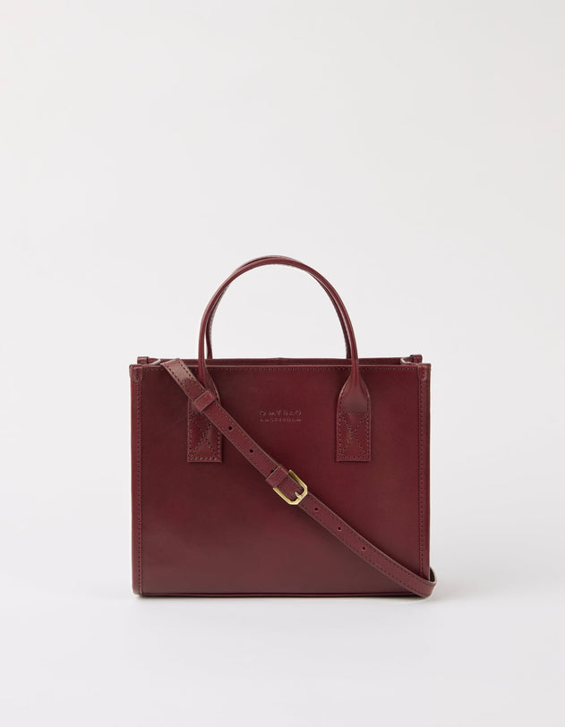 Jackie Midi Bag with Leather Strap Classic Leather Dark Cherry