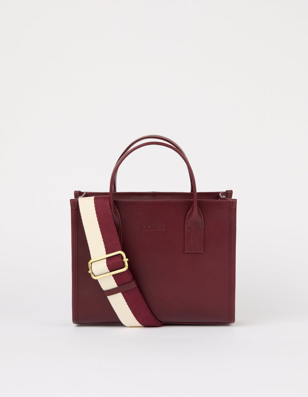 Jackie Midi Bag with Webbing Strap Classic Leather Dark Cherry