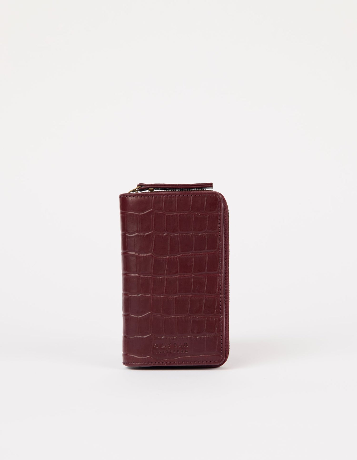 Jett Wallet Croco Print Leather Dark Cherry