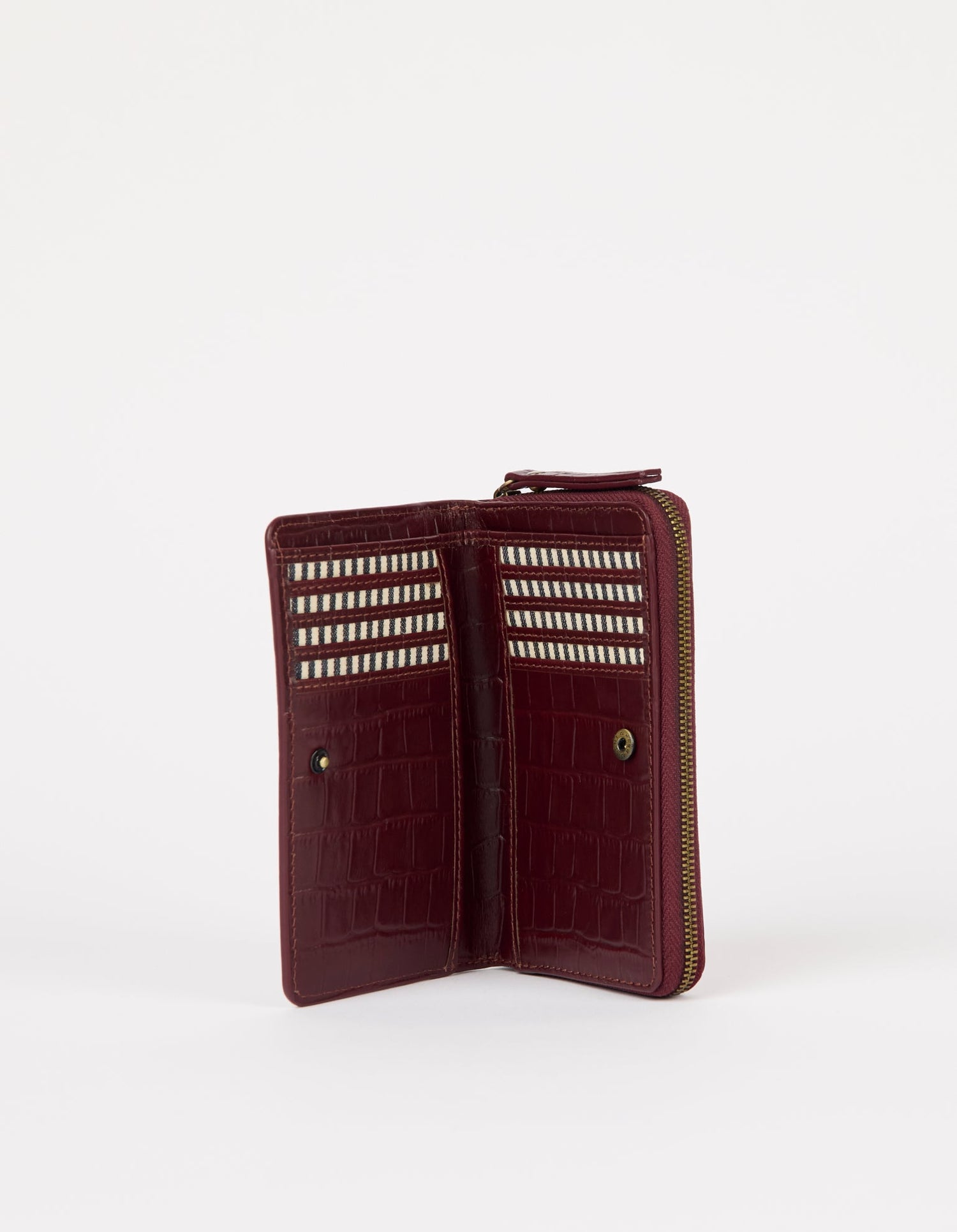 Jett Wallet Croco Print Leather Dark Cherry