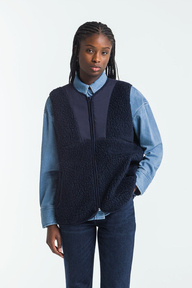 Tenji Unisex Sherpa Vest Maritime Blue