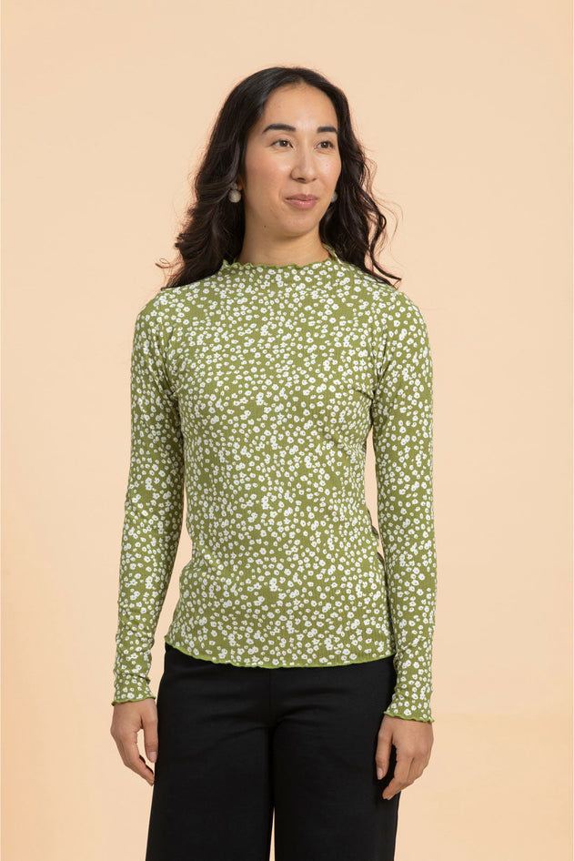 Rib Turtleneck Flora Olive