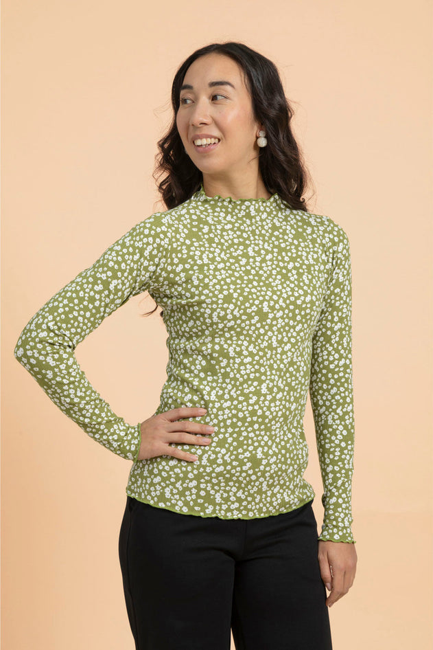 Rib Turtleneck Flora Olive