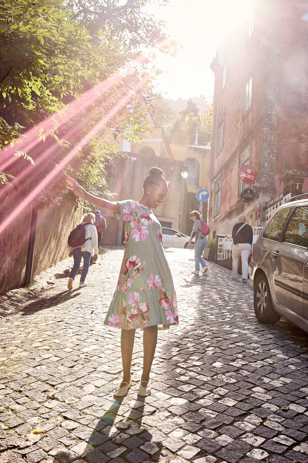 Ruffle T-shirt Dress Cherry Blossom