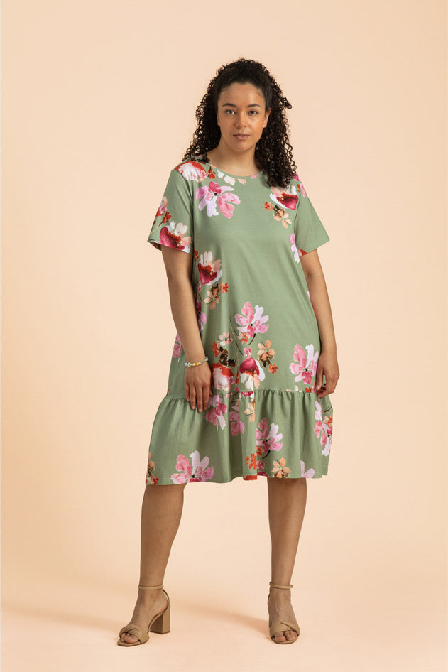 Ruffle T-shirt Dress Cherry Blossom