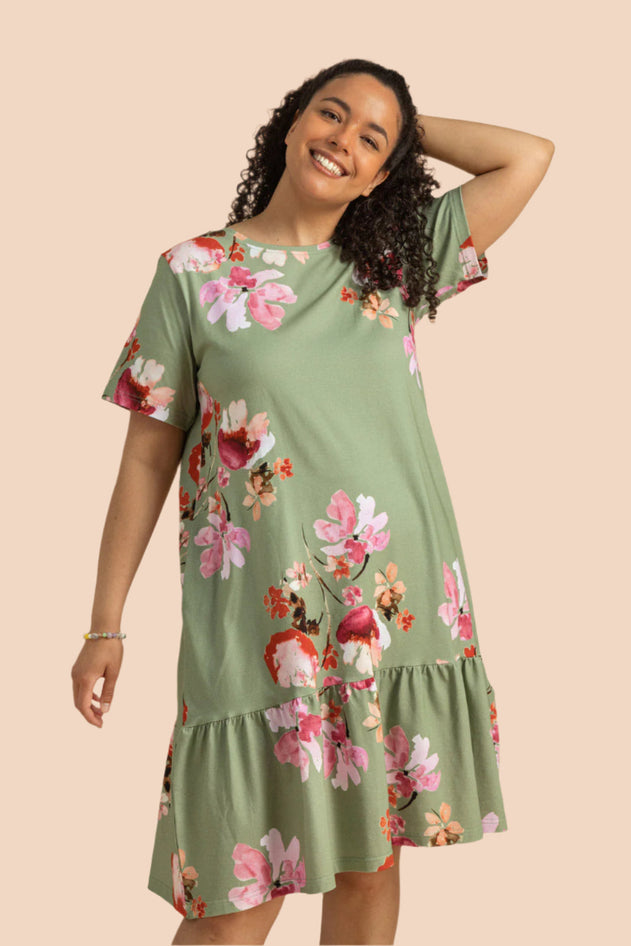 Ruffle T-shirt Dress Cherry Blossom