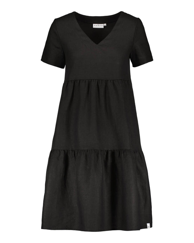 Linen Layer Dress Black - IVALO.COM