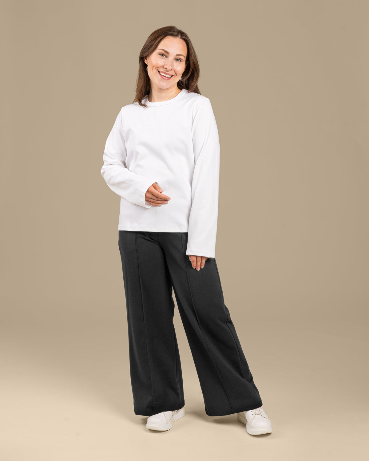 Wide Leg Pleated Pants Black