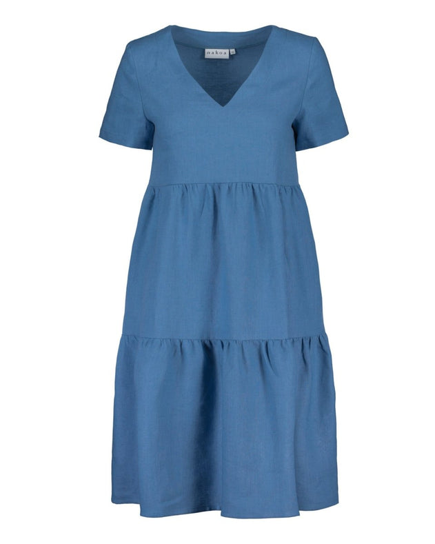 Linen Layer Dress Bluestone - IVALO.COM