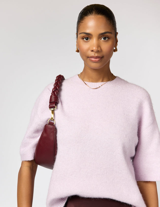 Leo Twisted Handle Bag Soft Grain Leather Dark Cherry