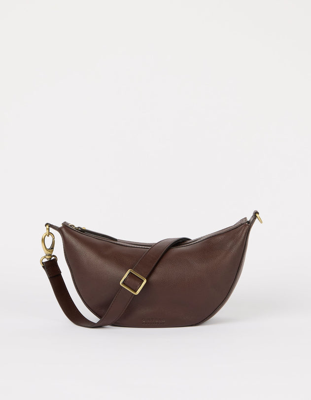 Leo Twisted Handle Bag Soft Grain Leather Chocolate Brown