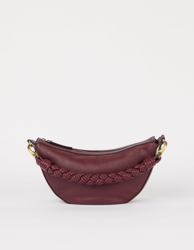 Leo Twisted Handle Bag Soft Grain Leather Dark Cherry