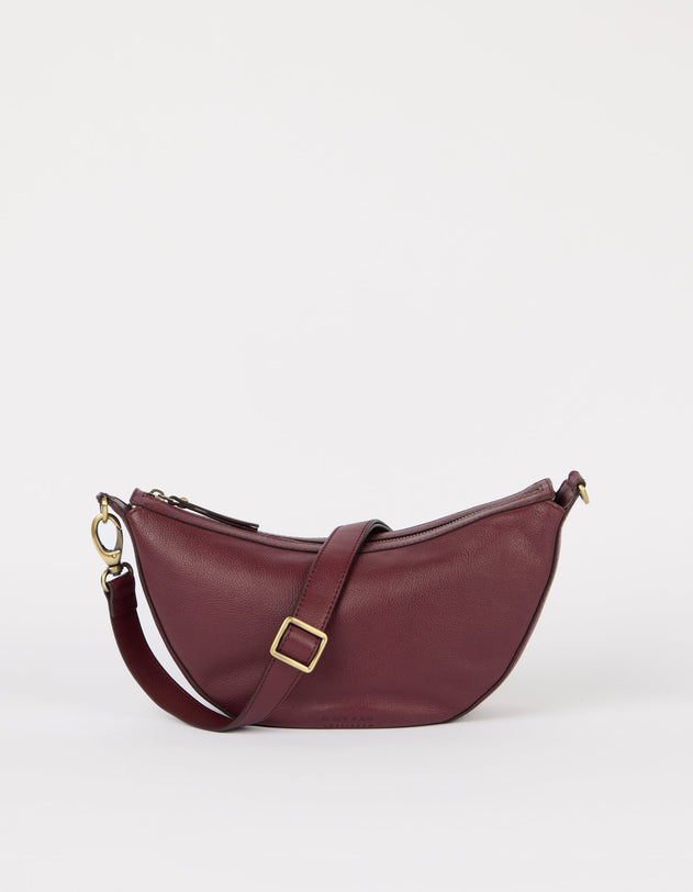 Leo Twisted Handle Bag Soft Grain Leather Dark Cherry