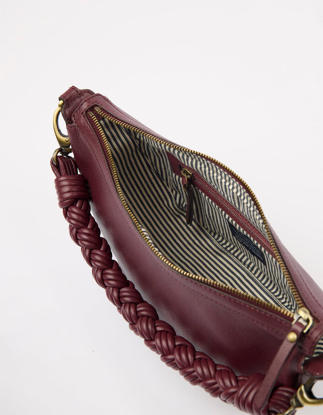 Leo Twisted Handle Bag Soft Grain Leather Dark Cherry