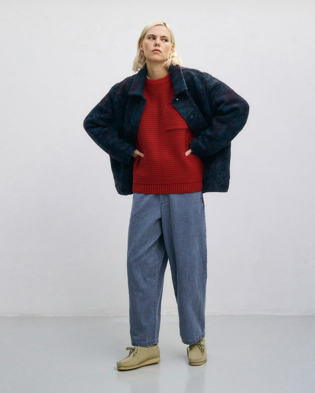 Loose Knit Sweatshirt Organic Cotton Washed Burgundy