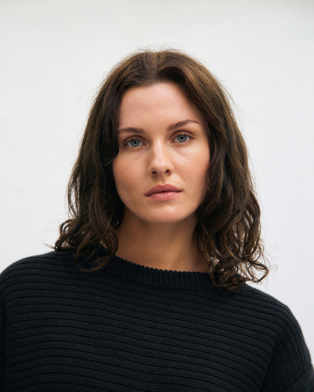 Loose Knit Sweatshirt Organic Cotton True Black