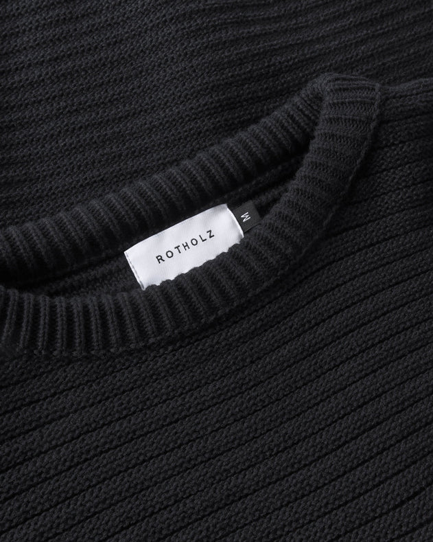 Loose Knit Sweatshirt Organic Cotton True Black