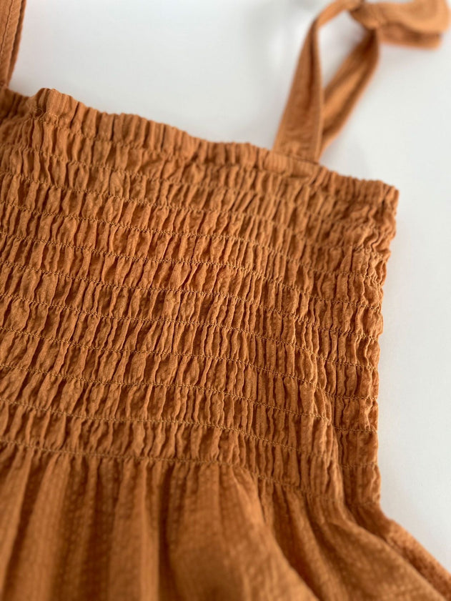 Gaia Organic Cotton Seersucker Top Orange