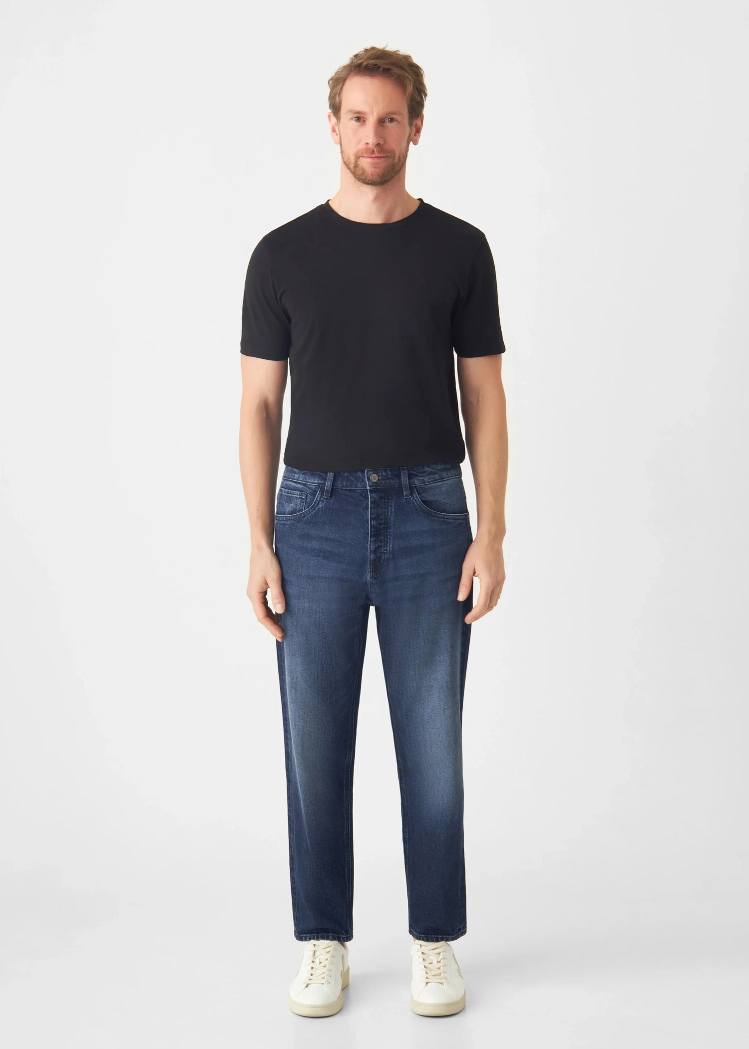 Rise Relaxed Tapered Basic Jeans Dark Blue