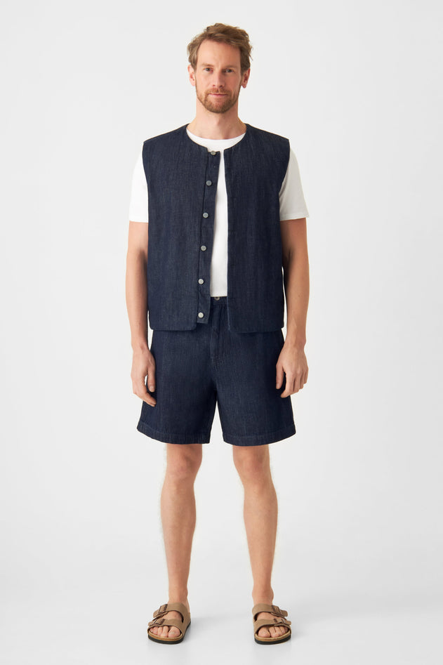 Shorty Lightweight Hemp Blend Denim Shorts Raw Blue