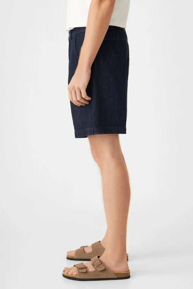 Shorty Lightweight Hemp Blend Denim Shorts Raw Blue