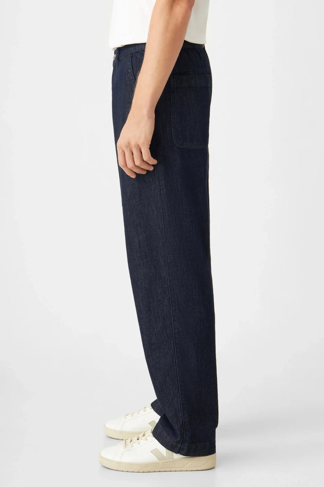 Loom Loose Lightweight Hemp Blend Chinos Raw Blue