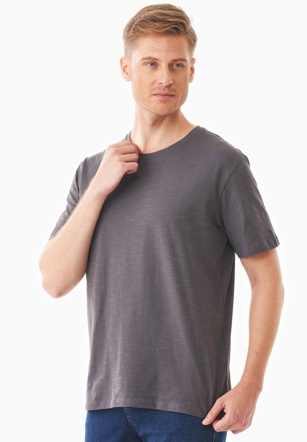 Men's Basic Round Neck T-Shirt Asphalt