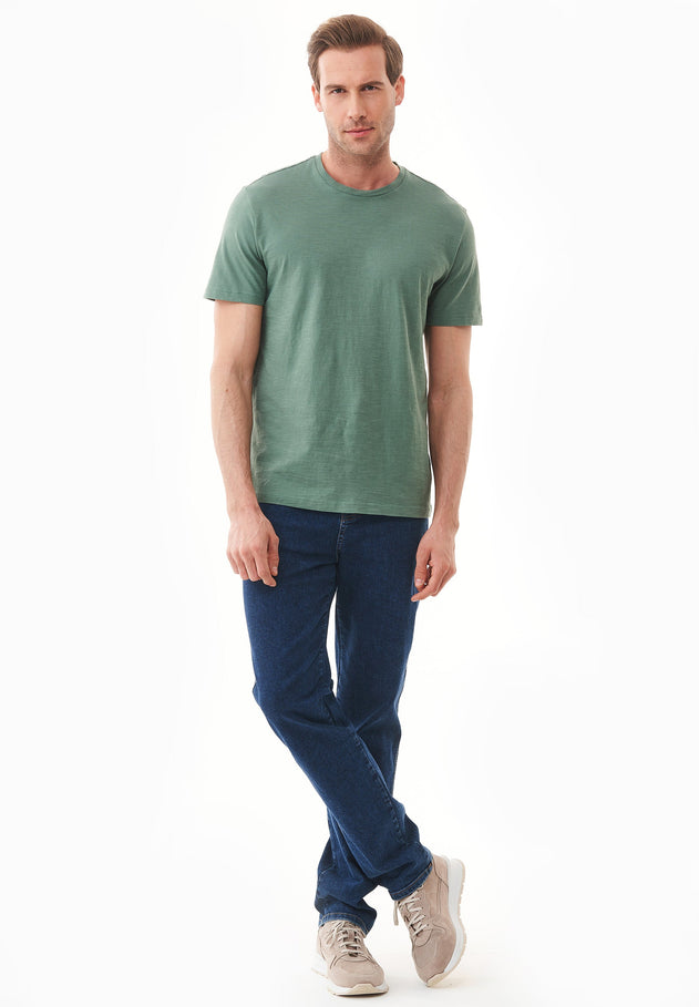 Men's Basic Round Neck T-Shirt Green Tea