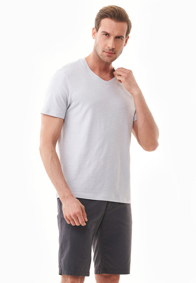 Men's Basic V-Neck T-Shirt Light Grey