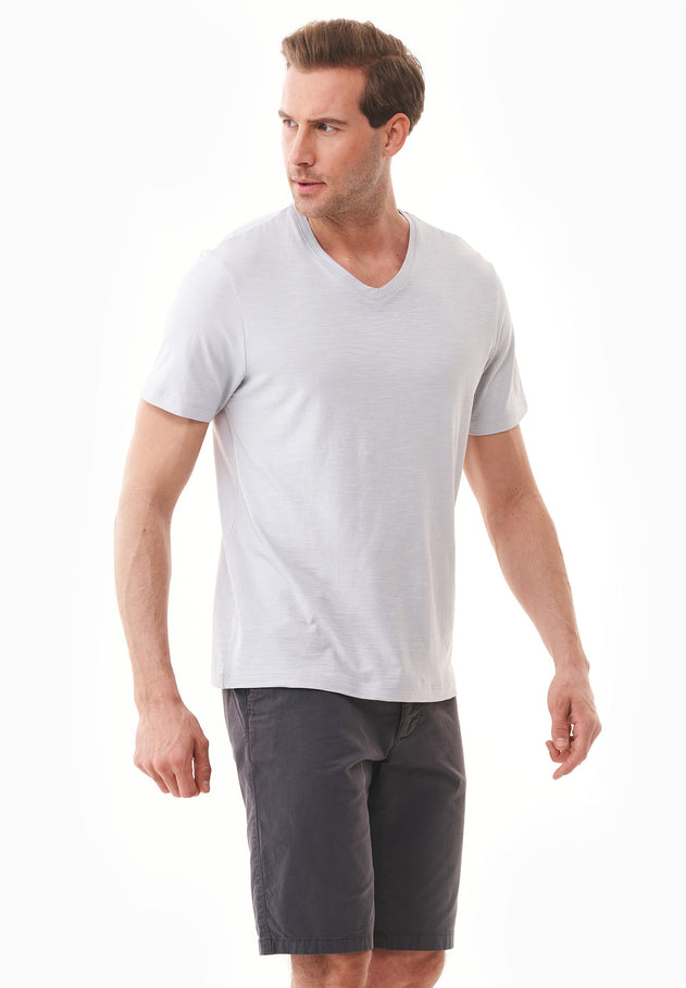 Men's Basic V-Neck T-Shirt Light Grey